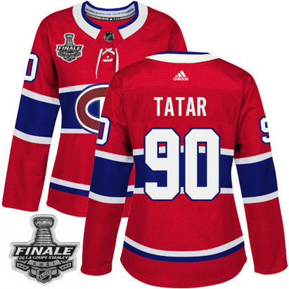 Adidas Canadiens #90 Tomas Tatar Red Home Authentic Women's 2021 NHL Stanley Cup Final Patch Jersey
