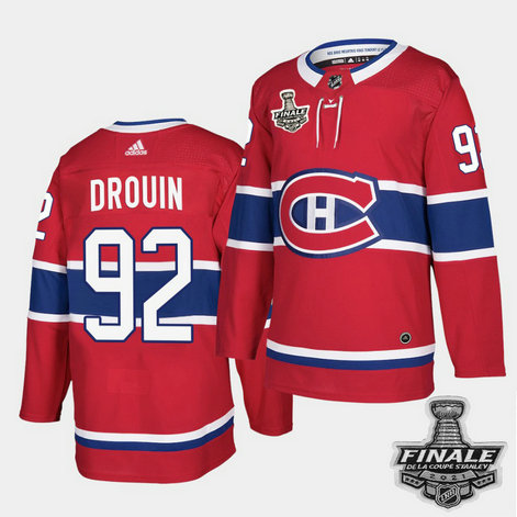 Adidas Canadiens #92 Jonathan Drouin Red Home Authentic 2021 NHL Stanley Cup Final Patch Jersey