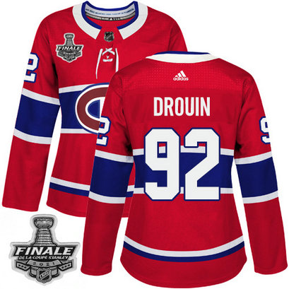 Adidas Canadiens #92 Jonathan Drouin Red Home Authentic Women's 2021 NHL Stanley Cup Final Patch Jersey