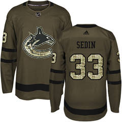 Adidas Canucks #33 Henrik Sedin Green Salute to Service Stitched NHL Jersey