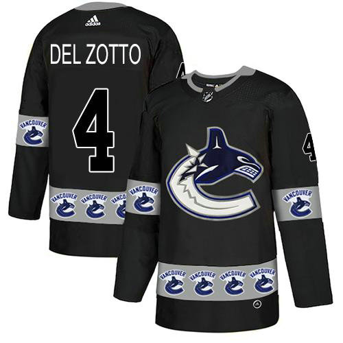 Adidas Canucks #4 Michael Del Zotto Black Authentic Team Logo Fashion Stitched NHL Jersey