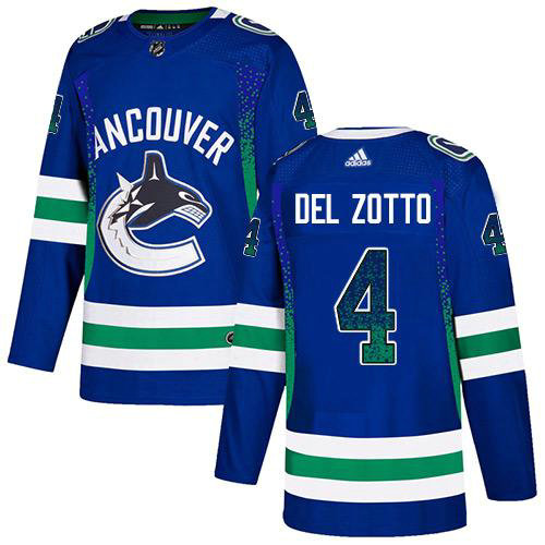 Adidas Canucks #4 Michael Del Zotto Blue Home Authentic Drift Fashion Stitched NHL Jersey