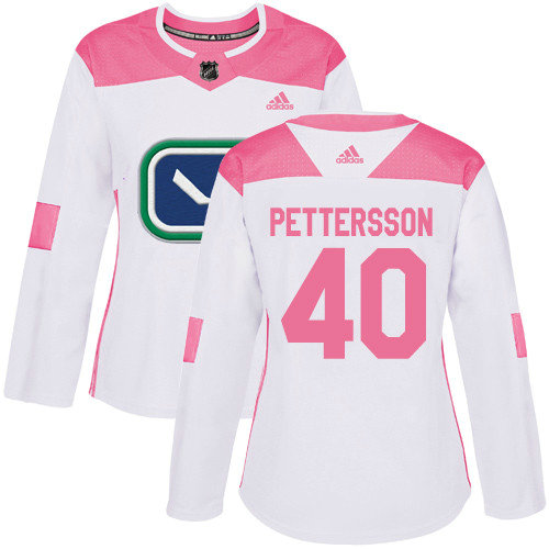 Adidas Canucks #40 Elias Pettersson White Pink Authentic