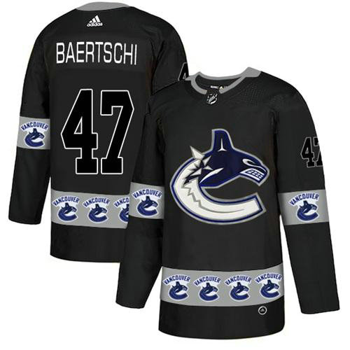 Adidas Canucks #47 Sven Baertschi Black Authentic Team Logo Fashion Stitched NHL Jersey