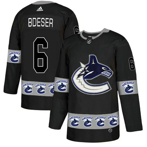 Adidas Canucks #6 Brock Boeser Black Authentic Team Logo Fashion Stitched NHL Jersey