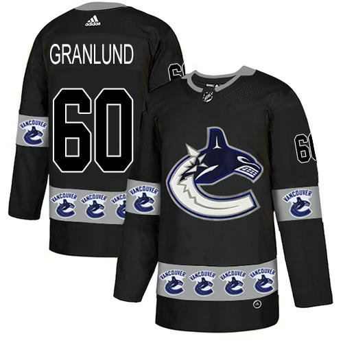 Adidas Canucks #60 Markus Granlund Black Authentic Team Logo Fashion Stitched NHL Jersey
