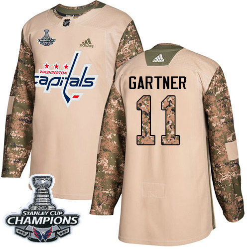 Adidas Capitals #11 Mike Gartner Camo Authentic 2017 Veterans Day Stanley Cup Final Champions Stitched NHL Jersey