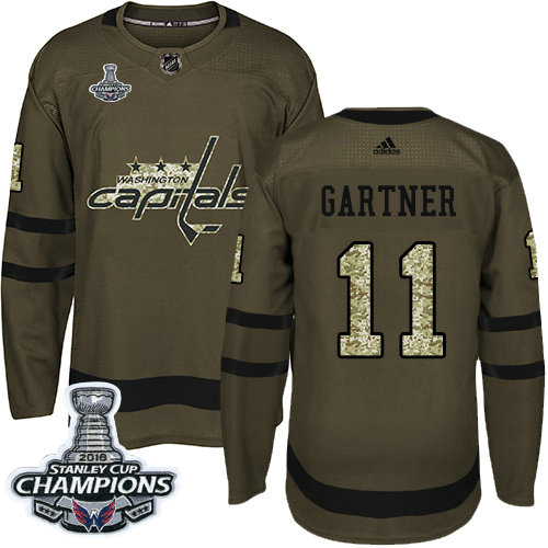 Adidas Capitals #11 Mike Gartner Green Salute to Service Stanley Cup Final Champions Stitched NHL Jersey