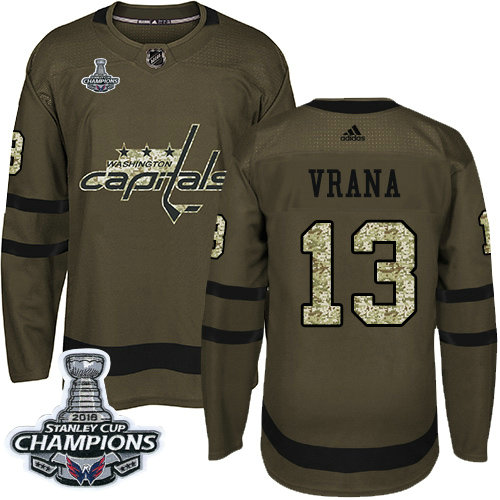 Adidas Capitals #13 Jakub Vrana Green Salute to Service Stanley Cup Final Champions Stitched NHL Jersey