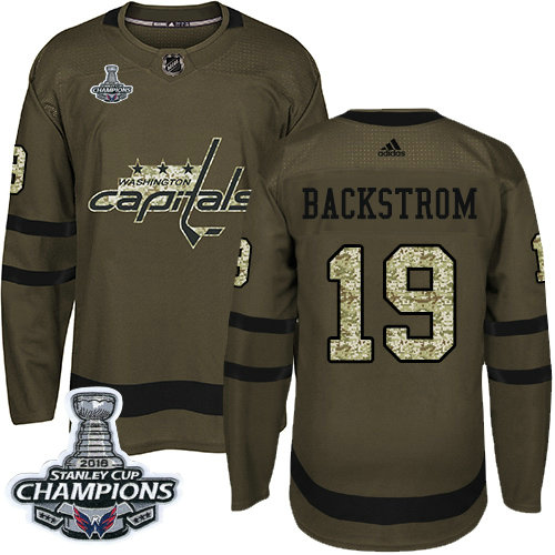 Adidas Capitals #19 Nicklas Backstrom Green Salute to Service Stanley Cup Final Champions Stitched NHL Jersey
