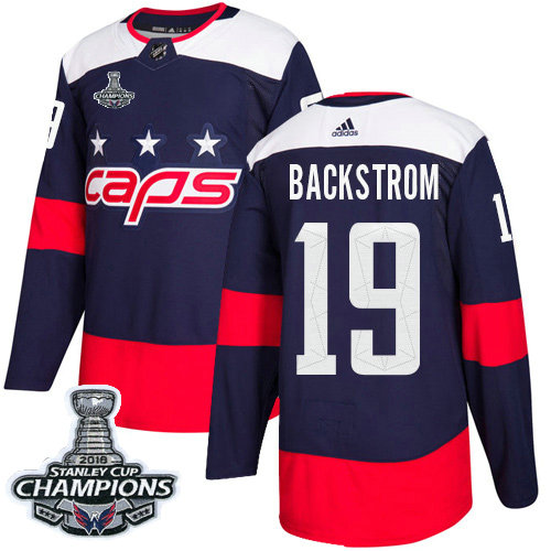 Adidas Capitals #19 Nicklas Backstrom Navy Authentic 2018 Stadium Series Stanley Cup Final Champions Stitched NHL Jersey
