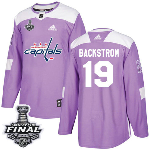 Adidas Capitals #19 Nicklas Backstrom Purple Authentic Fights Cancer 2018 Stanley Cup Final Stitched NHL Jersey