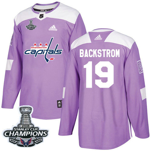 Adidas Capitals #19 Nicklas Backstrom Purple Authentic Fights Cancer Stanley Cup Final Champions Stitched NHL Jersey