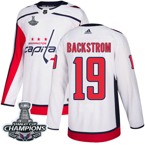 Adidas Capitals #19 Nicklas Backstrom White Road Authentic Stanley Cup Final Champions Stitched NHL Jersey