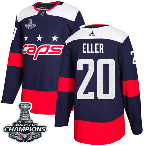 Adidas Capitals #20 Lars Eller Navy Authentic 2018 Stadium Series Stanley Cup Final Champions Stitched NHL Jersey