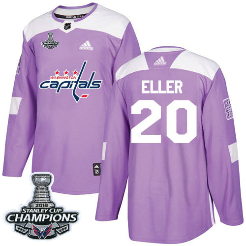 Adidas Capitals #20 Lars Eller Purple Authentic Fights Cancer Stanley Cup Final Champions Stitched NHL Jersey