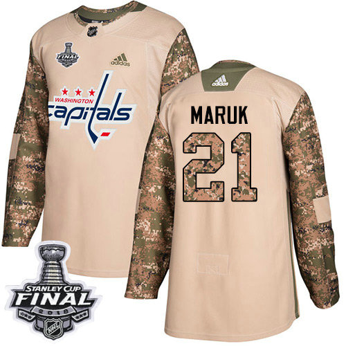 Adidas Capitals #21 Dennis Maruk Camo Authentic 2017 Veterans Day 2018 Stanley Cup Final Stitched NHL Jersey