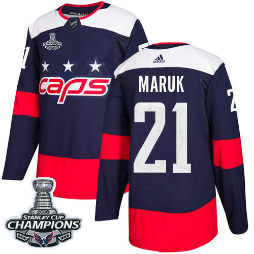 Adidas Capitals #21 Dennis Maruk Navy Authentic 2018 Stadium Series Stanley Cup Final Champions Stitched NHL Jersey