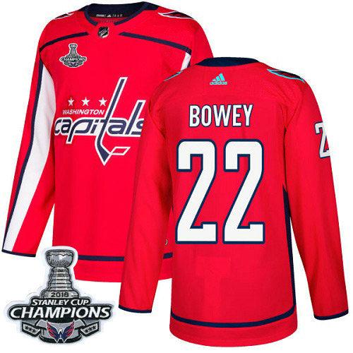Adidas Capitals #22 Madison Bowey Red Home Authentic Stanley Cup Final Champions Stitched NHL Jersey