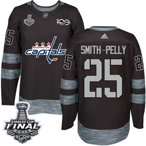 Adidas Capitals #25 Devante Smith-Pelly Black 1917-2017 100th Anniversary 2018 Stanley Cup Final Stitched NHL Jersey