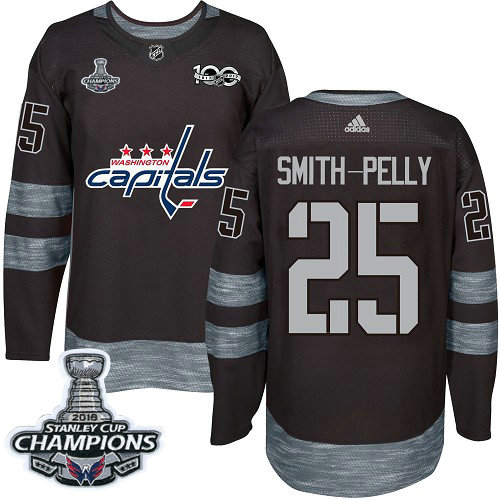 Adidas Capitals #25 Devante Smith-Pelly Black 1917-2017 100th Anniversary Stanley Cup Final Champions Stitched NHL Jersey