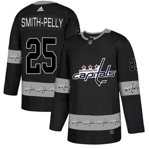 Adidas Capitals #25 Devante Smith Pelly Black Authentic Team Logo Fashion Stitched NHL Jersey