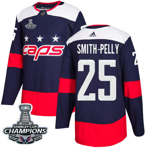 Adidas Capitals #25 Devante Smith-Pelly Navy Authentic 2018 Stadium Series Stanley Cup Final Champions Stitched NHL Jersey
