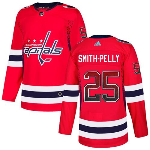 Adidas Capitals #25 Devante Smith Pelly Red Home Authentic Drift Fashion Stitched NHL Jersey