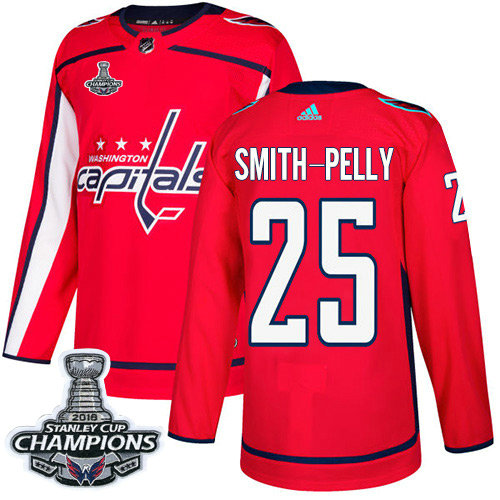 Adidas Capitals #25 Devante Smith-Pelly Red Home Authentic Stanley Cup Final Champions Stitched NHL Jersey