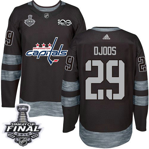 Adidas Capitals #29 Christian Djoos Black 1917-2017 100th Anniversary 2018 Stanley Cup Final Stitched NHL Jersey