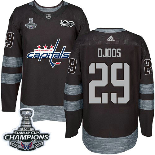 Adidas Capitals #29 Christian Djoos Black 1917-2017 100th Anniversary Stanley Cup Final Champions Stitched NHL Jersey