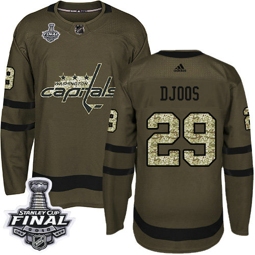 Adidas Capitals #29 Christian Djoos Green Salute to Service 2018 Stanley Cup Final Stitched NHL Jersey
