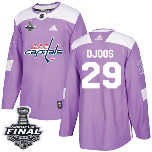 Adidas Capitals #29 Christian Djoos Purple Authentic Fights Cancer 2018 Stanley Cup Final Stitched NHL Jersey