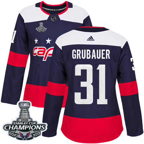 Adidas Capitals #31 Philipp Grubauer Navy Authentic 2018 Stadium Series Stanley Cup Final Champions Women's Stitched NHL Jersey