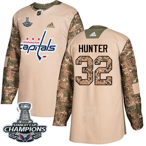 Adidas Capitals #32 Dale Hunter Camo Authentic 2017 Veterans Day Stanley Cup Final Champions Stitched NHL Jersey