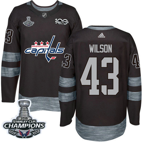 Adidas Capitals #43 Tom Wilson Black 1917-2017 100th Anniversary Stanley Cup Final Champions Stitched NHL Jersey