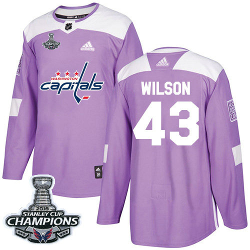 Adidas Capitals #43 Tom Wilson Purple Authentic Fights Cancer Stanley Cup Final Champions Stitched NHL Jersey