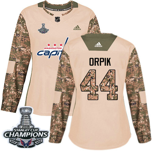 Adidas Capitals #44 Brooks Orpik Camo Authentic 2017 Veterans Day Stanley Cup Final Champions Women's Stitched NHL Jersey