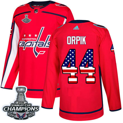 Adidas Capitals #44 Brooks Orpik Red Home Authentic USA Flag Stanley Cup Final Champions Stitched NHL Jersey