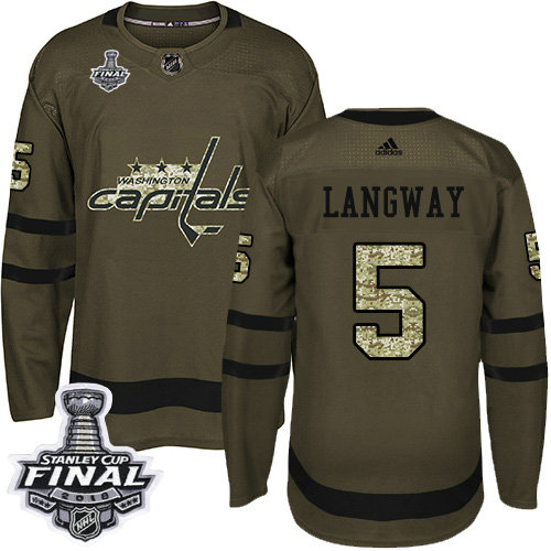 Adidas Capitals #5 Rod Langway Green Salute to Service 2018 Stanley Cup Final Stitched NHL Jersey