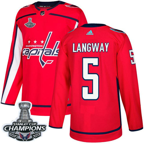 Adidas Capitals #5 Rod Langway Red Home Authentic Stanley Cup Final Champions Stitched NHL Jersey