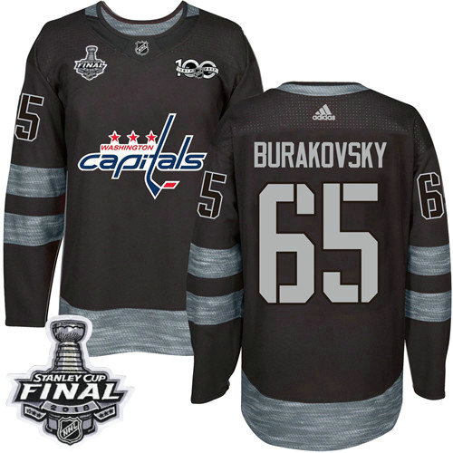Adidas Capitals #65 Andre Burakovsky Black 1917-2017 100th Anniversary 2018 Stanley Cup Final Stitched NHL Jersey