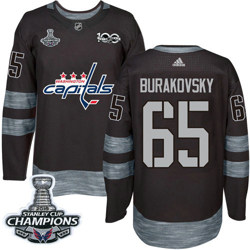 Adidas Capitals #65 Andre Burakovsky Black 1917-2017 100th Anniversary Stanley Cup Final Champions Stitched NHL Jersey
