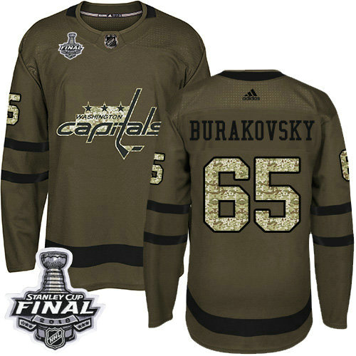 Adidas Capitals #65 Andre Burakovsky Green Salute to Service 2018 Stanley Cup Final Stitched NHL Jersey