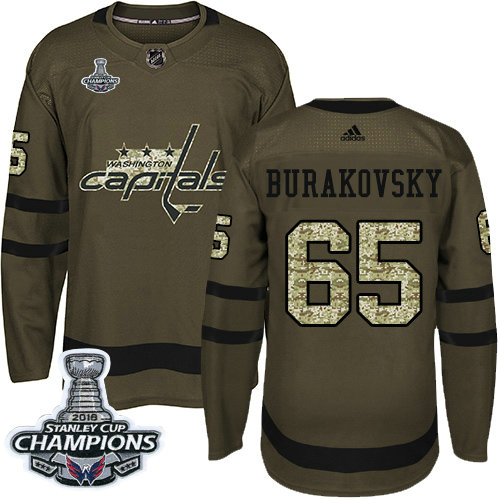 Adidas Capitals #65 Andre Burakovsky Green Salute to Service Stanley Cup Final Champions Stitched NHL Jersey