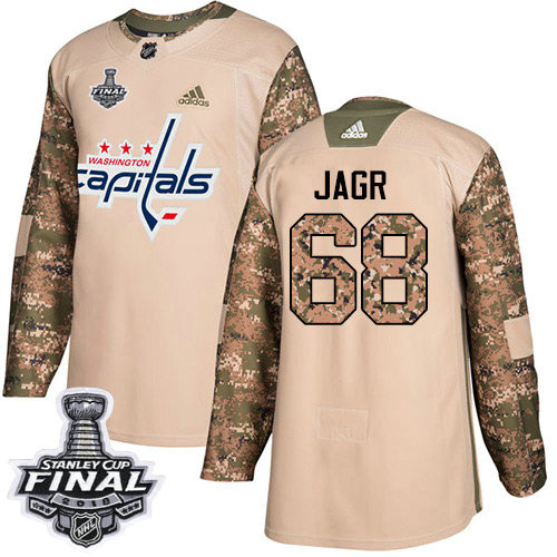 Adidas Capitals #68 Jaromir Jagr Camo Authentic 2017 Veterans Day 2018 Stanley Cup Final Stitched NHL Jersey