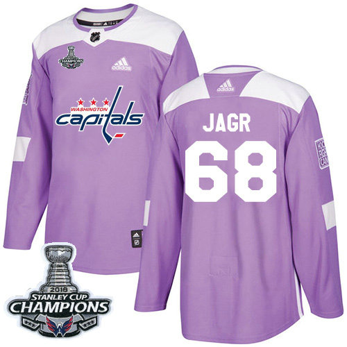 Adidas Capitals #68 Jaromir Jagr Purple Authentic Fights Cancer Stanley Cup Final Champions Stitched NHL Jersey
