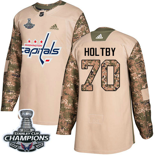 Adidas Capitals #70 Braden Holtby Camo Authentic 2017 Veterans Day Stanley Cup Final Champions Stitched NHL Jersey