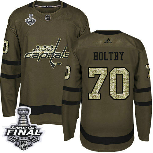 Adidas Capitals #70 Braden Holtby Green Salute to Service 2018 Stanley Cup Final Stitched NHL Jersey