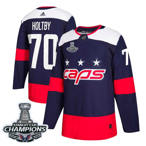 Adidas Capitals #70 Braden Holtby Navy Authentic 2018 Stadium Series Stanley Cup Final Champions Stitched NHL Jersey